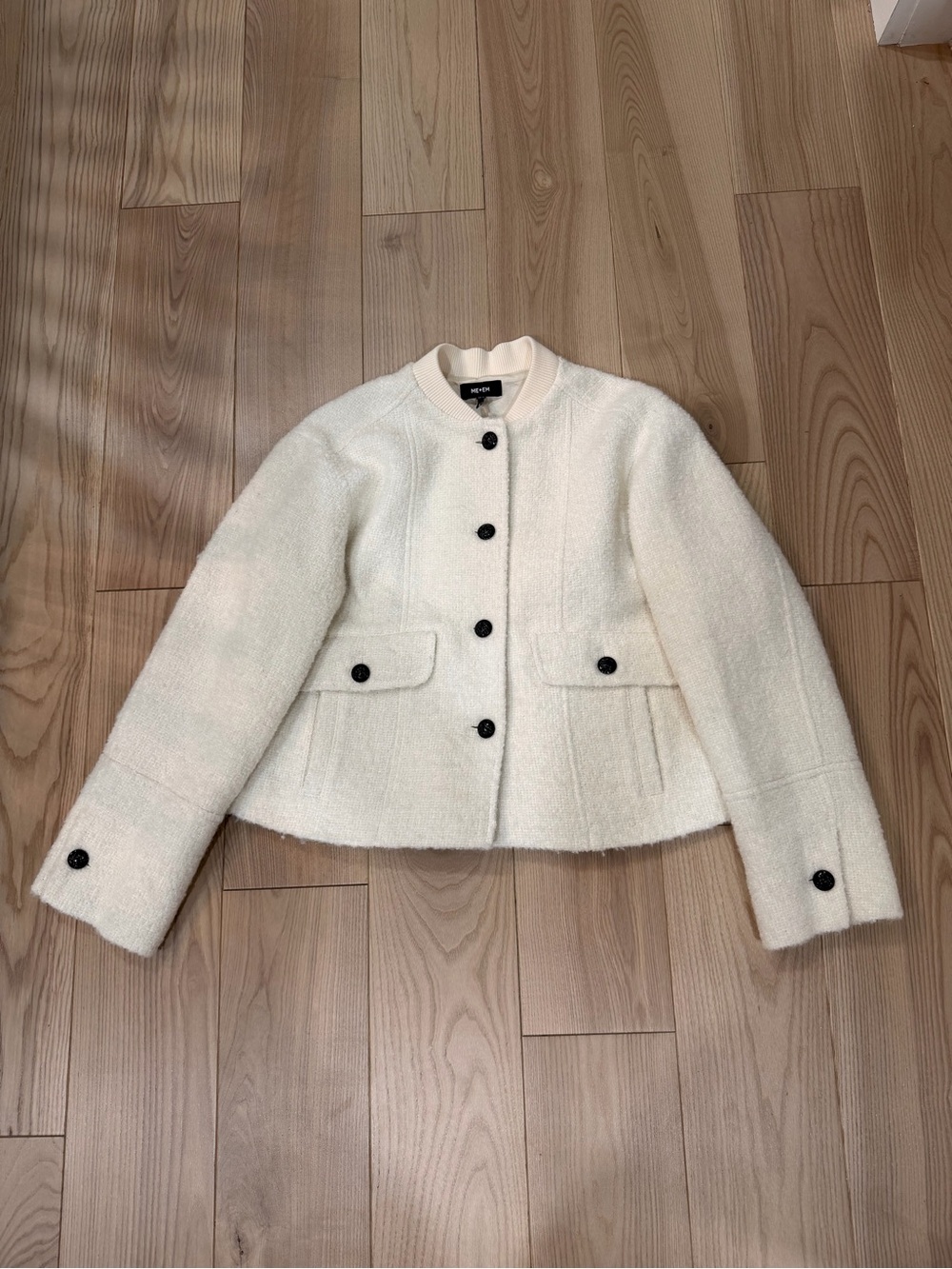 ME+EM Cream Wool Short Pea Coat with Black Buttons - Picture 5 of 9